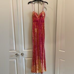 B Darlin Pink and Gold Sequin Dress Bustier Top